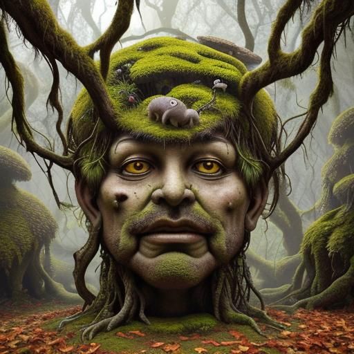 Magical Forest Stone Face Monument