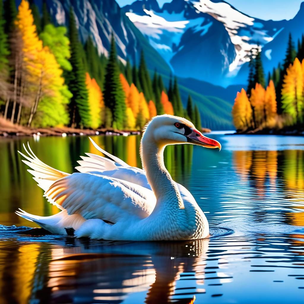 Hyperrealistic Swan Made of Magical Mist in 3D