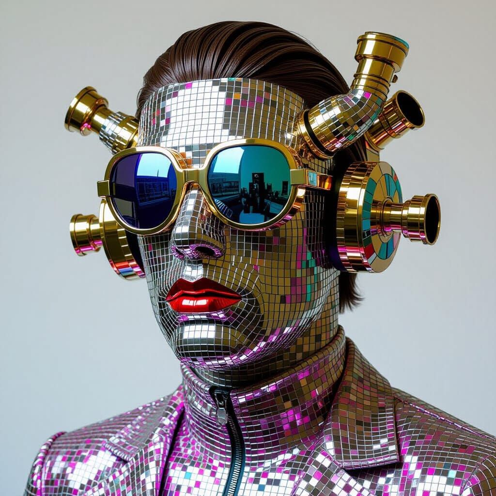 Jeff Koons Inspired Disco Funk Mask with Pipes