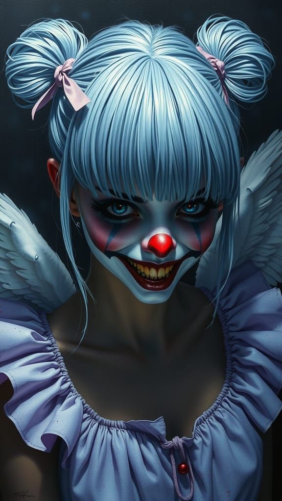 Insane Clown Lady Portrait in Gonzo Style