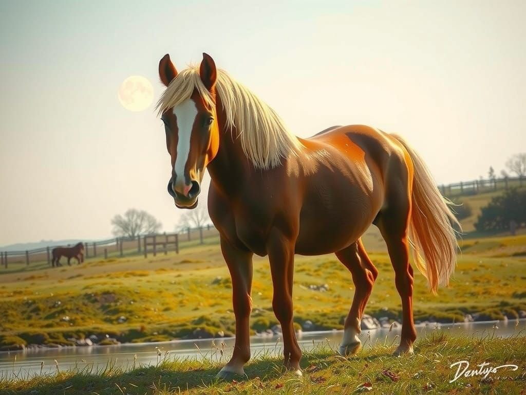 Majestic Welsh Pony Basks in Moonlit Serenity