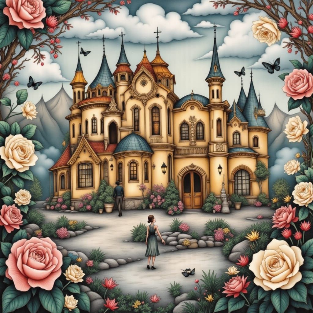 Surrealist Art of Dreamscapes in Golden Splendor