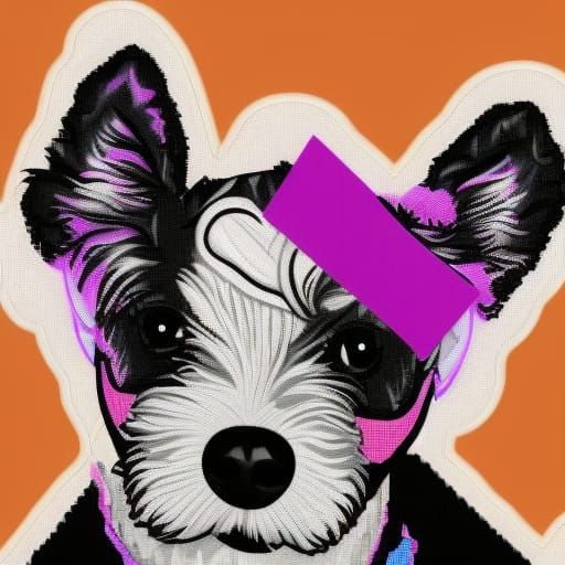 Checkerboard Terrier in Synthwave Neon Style
