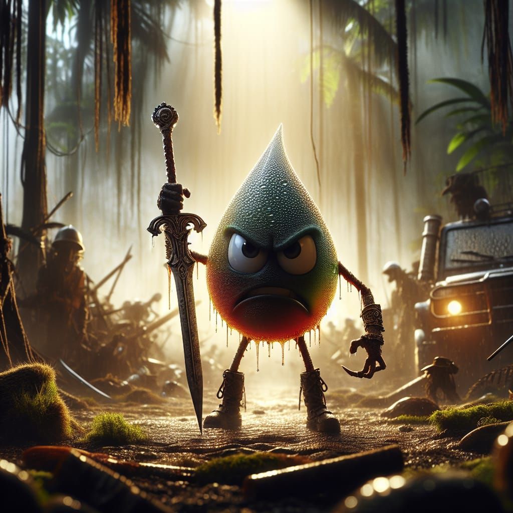 Dew Drop Warrior in Dystopian Rainforest