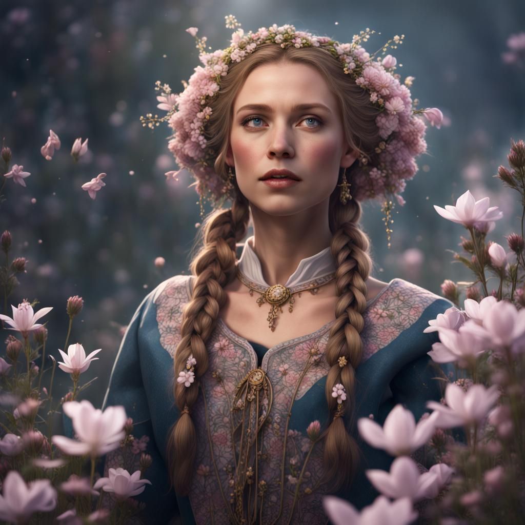 Swedish lady hair adorned with twinflower flowers