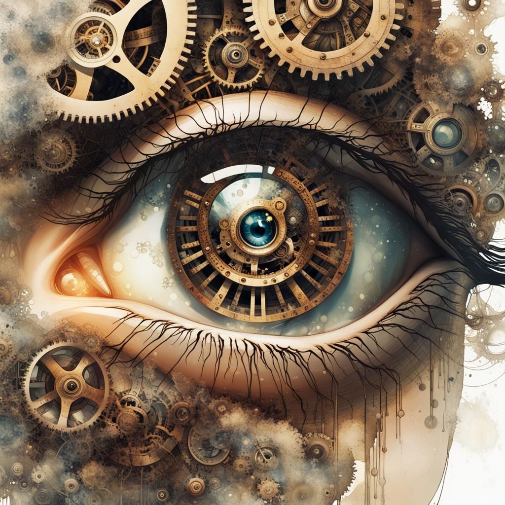 Steampunk Eye Double Exposure Art