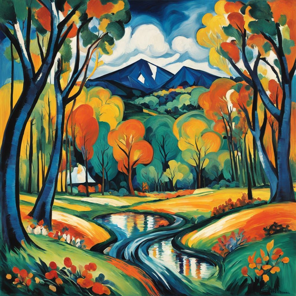 Vibrant Forest Landscape in Fauvist Style