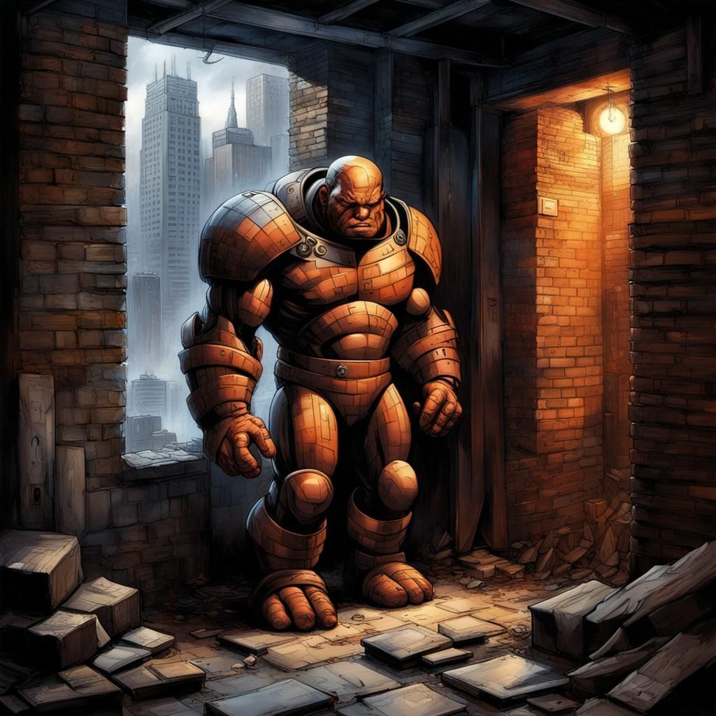 Brick Child Inspired by Enki Bilal's Style