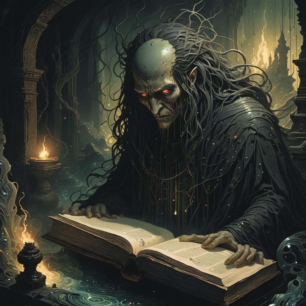 Mystical Tome Consumed by Dark Magic