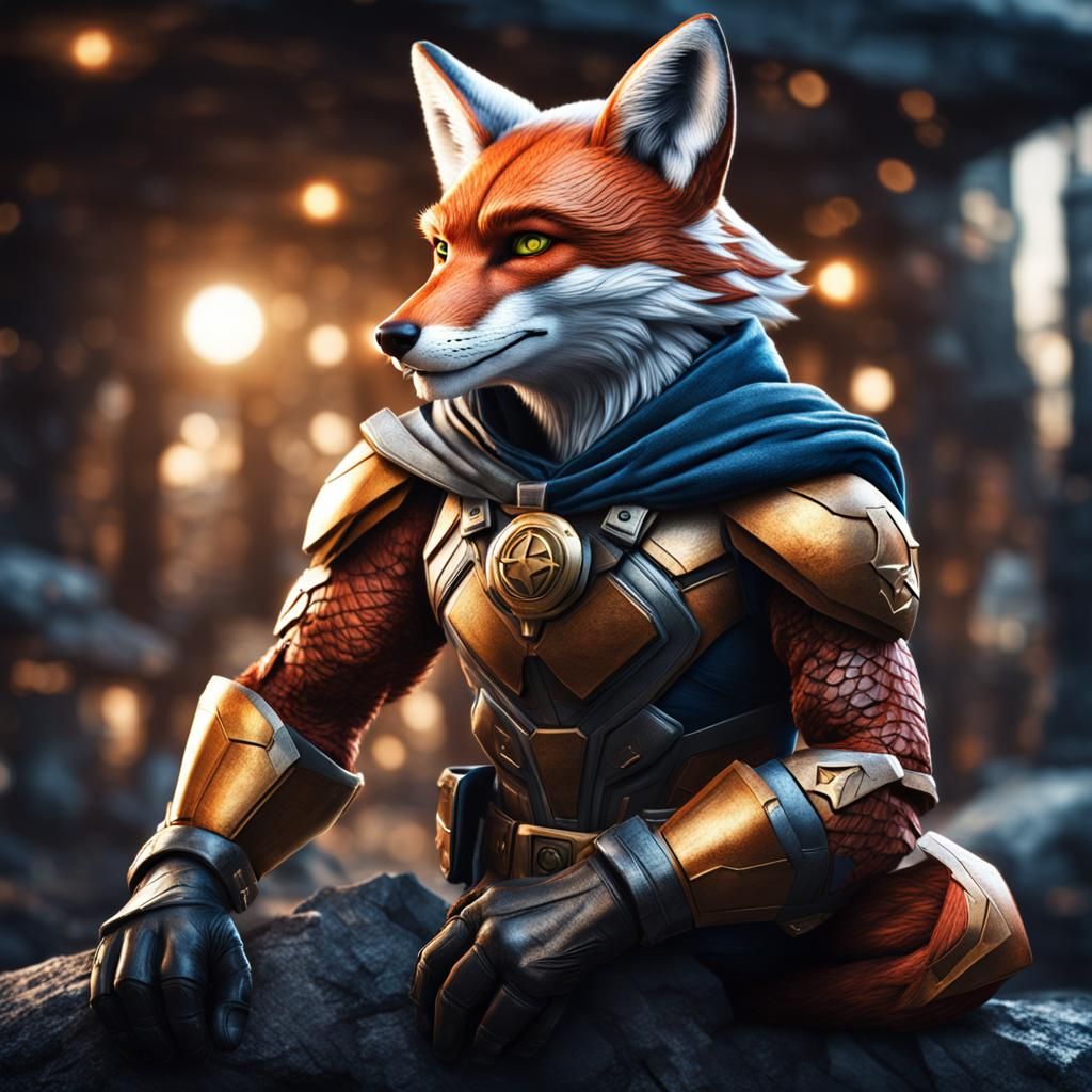 Hyperrealistic Fox Superhero in HDR