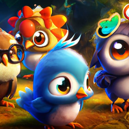 Chibi Birds Menagerie: Digital 3D Render