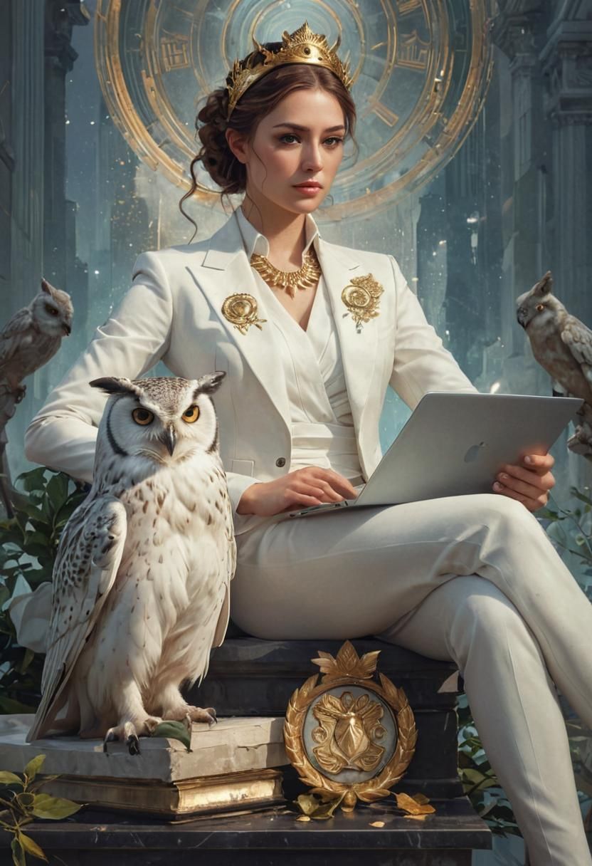 Modern Athena in Classical Digital Illustration