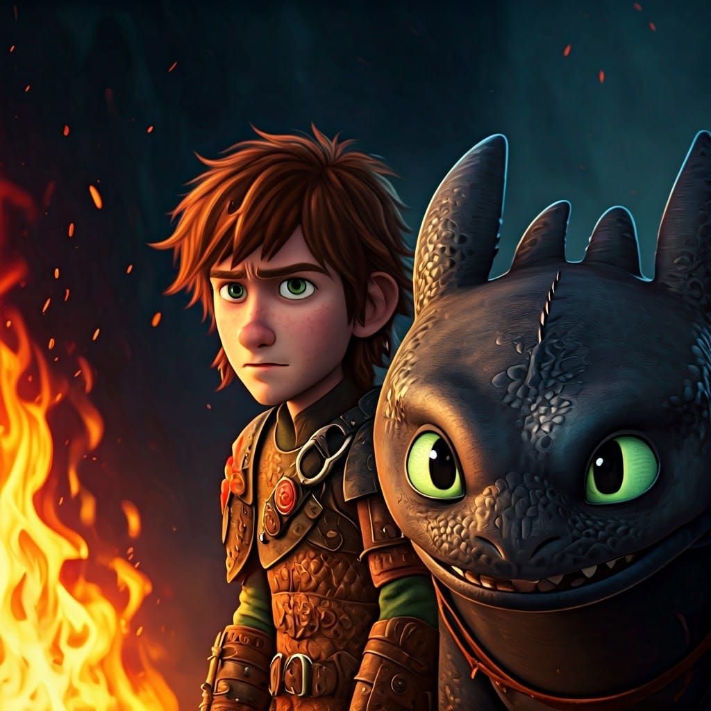 Hiccup and Toothless: Detailed Fantasy Art