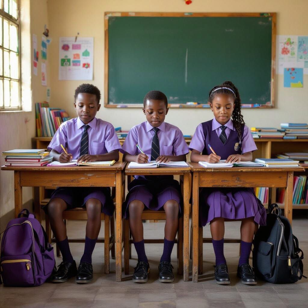 African Students in Bright Classroom: Photorealistic Image