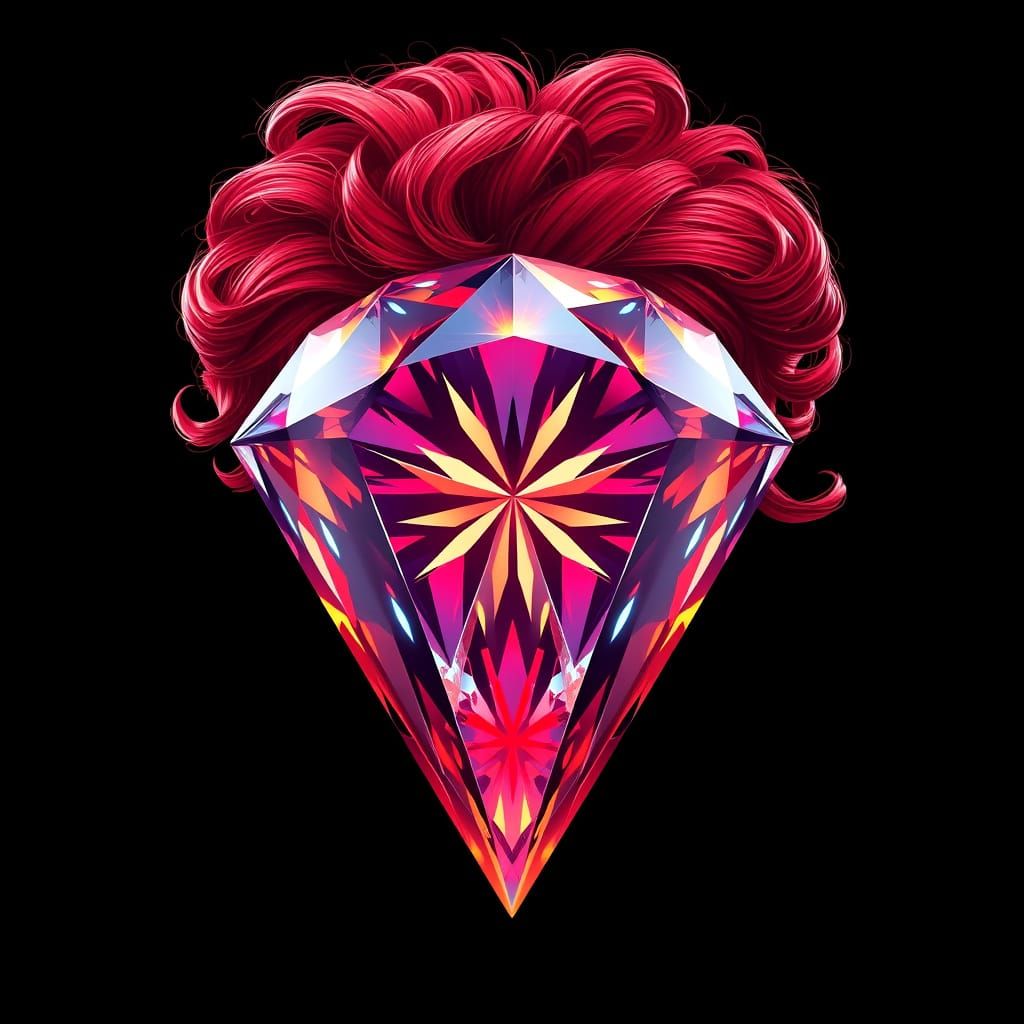 Sparkling Diamond Adorned with a Red Wig