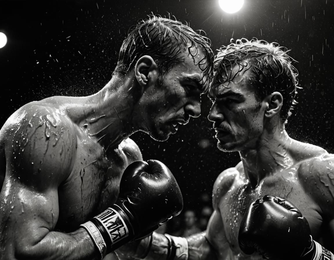 Boxer's Knockout Punch in Gritty Black and White