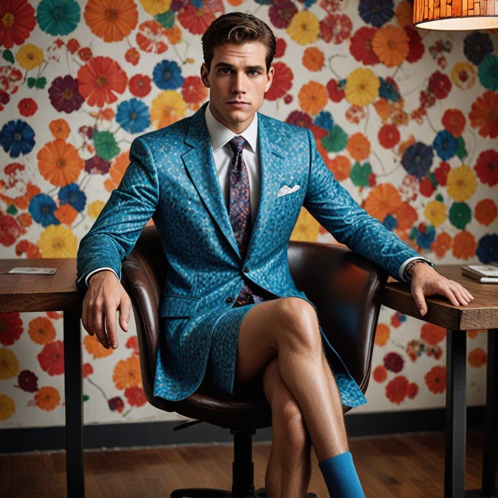 Toned Male Form in Colorful Babydoll Dress