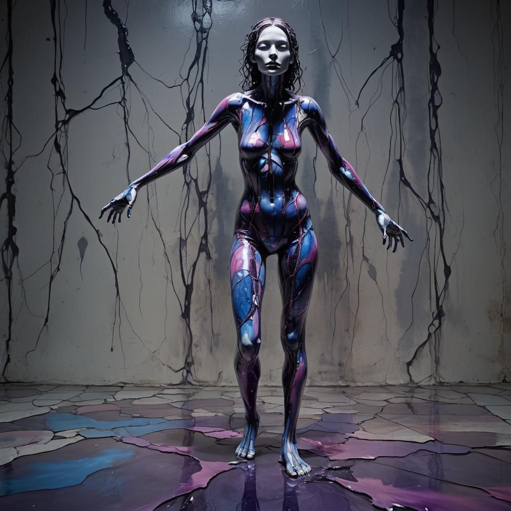 Surreal Porcelain Woman in Moody Chiaroscuro