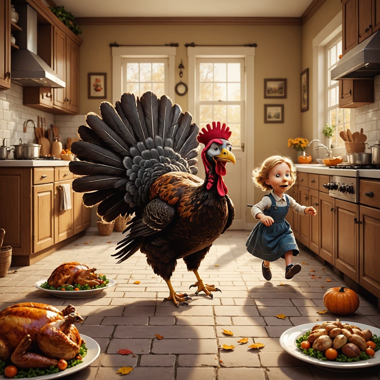 Thanksgiving Turkey Chase in Simpson Style