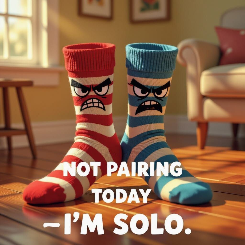 Angry Mismatched Socks Declaring Independence