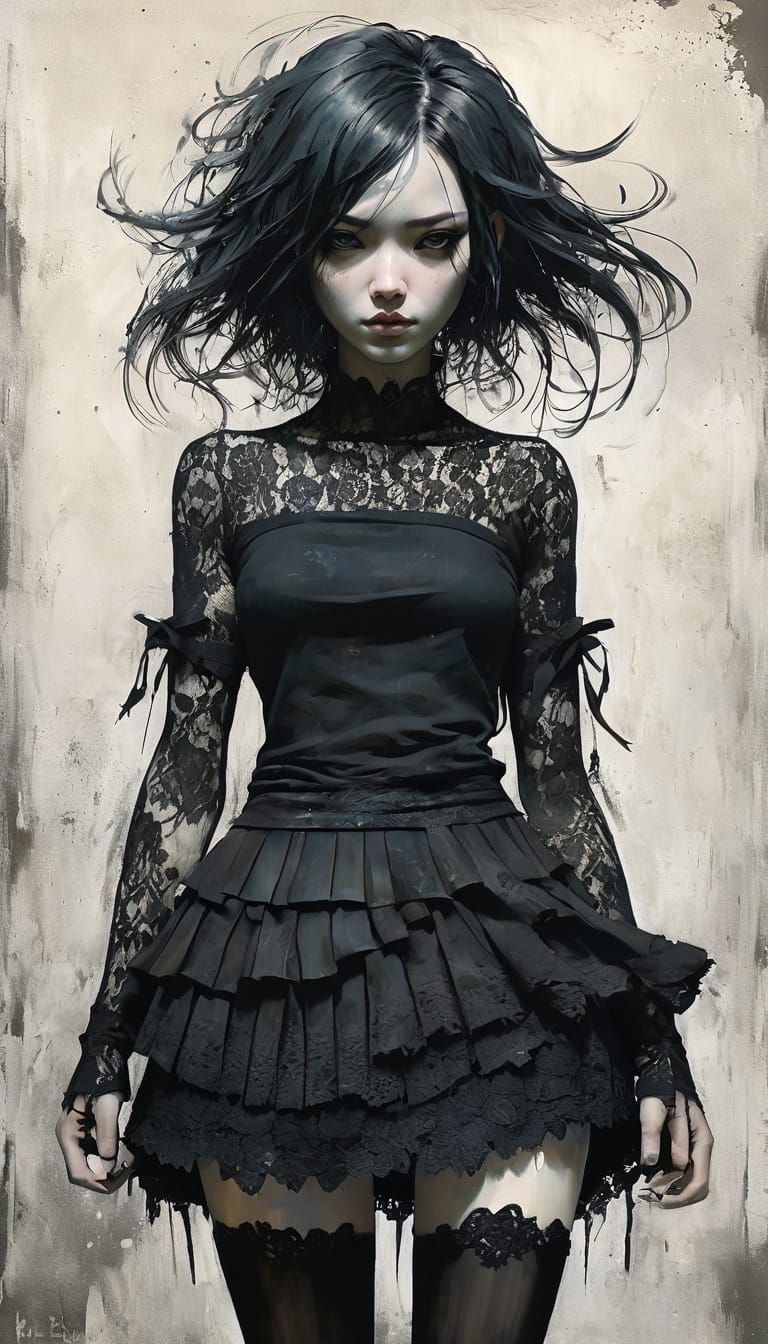 Anime Girl with Dryadic Hair in Surrealist Style