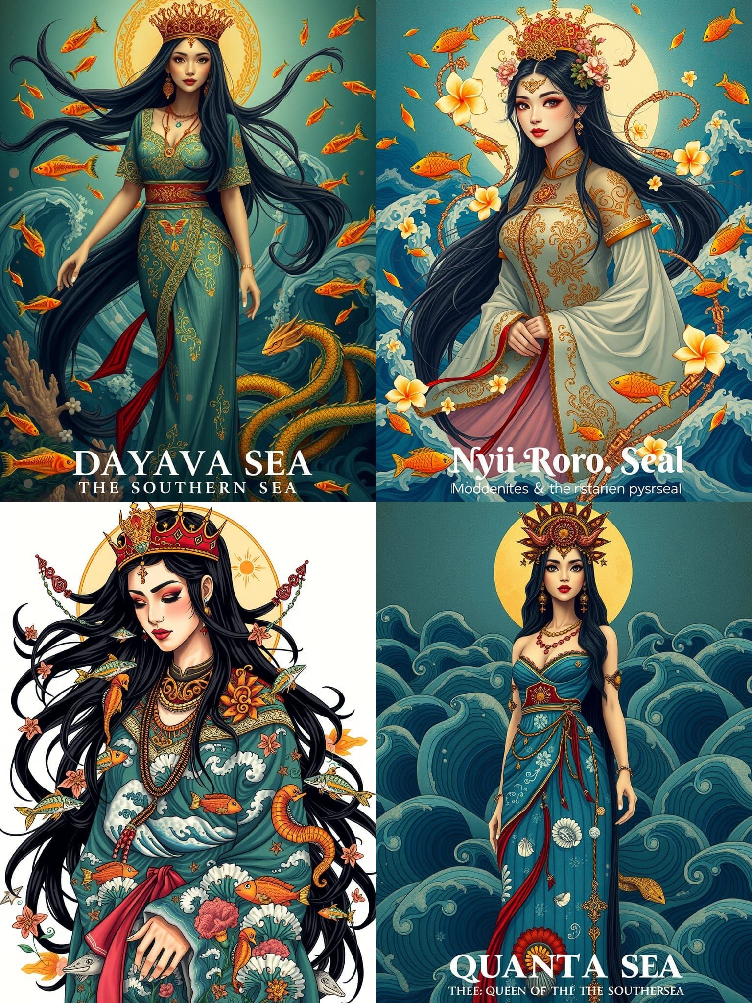 Nyi Roro Kidul Tattoo Design with Sea Elements