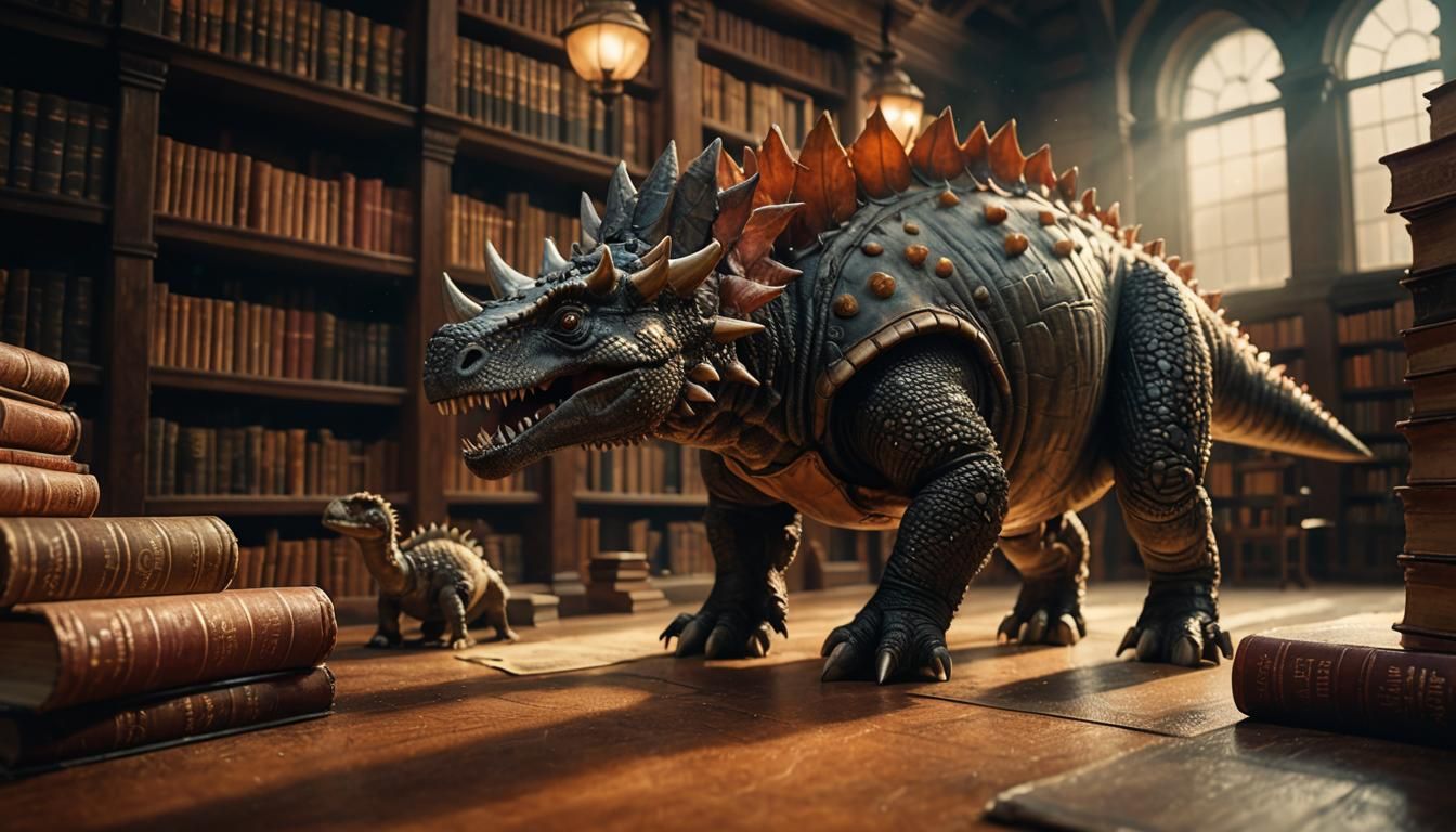 Stegosaurus in Vintage Academic Library