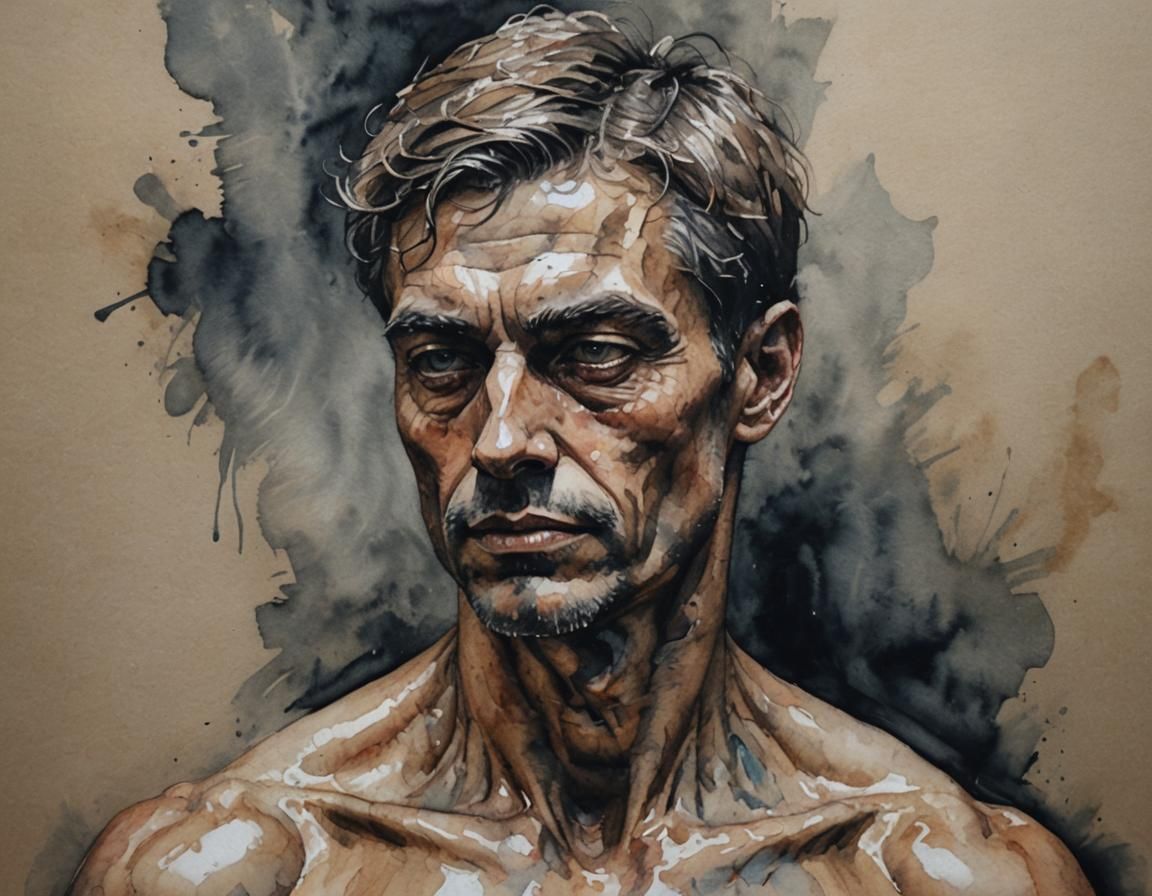 Detailed Maximalist Portrait in Impasto Watercolor