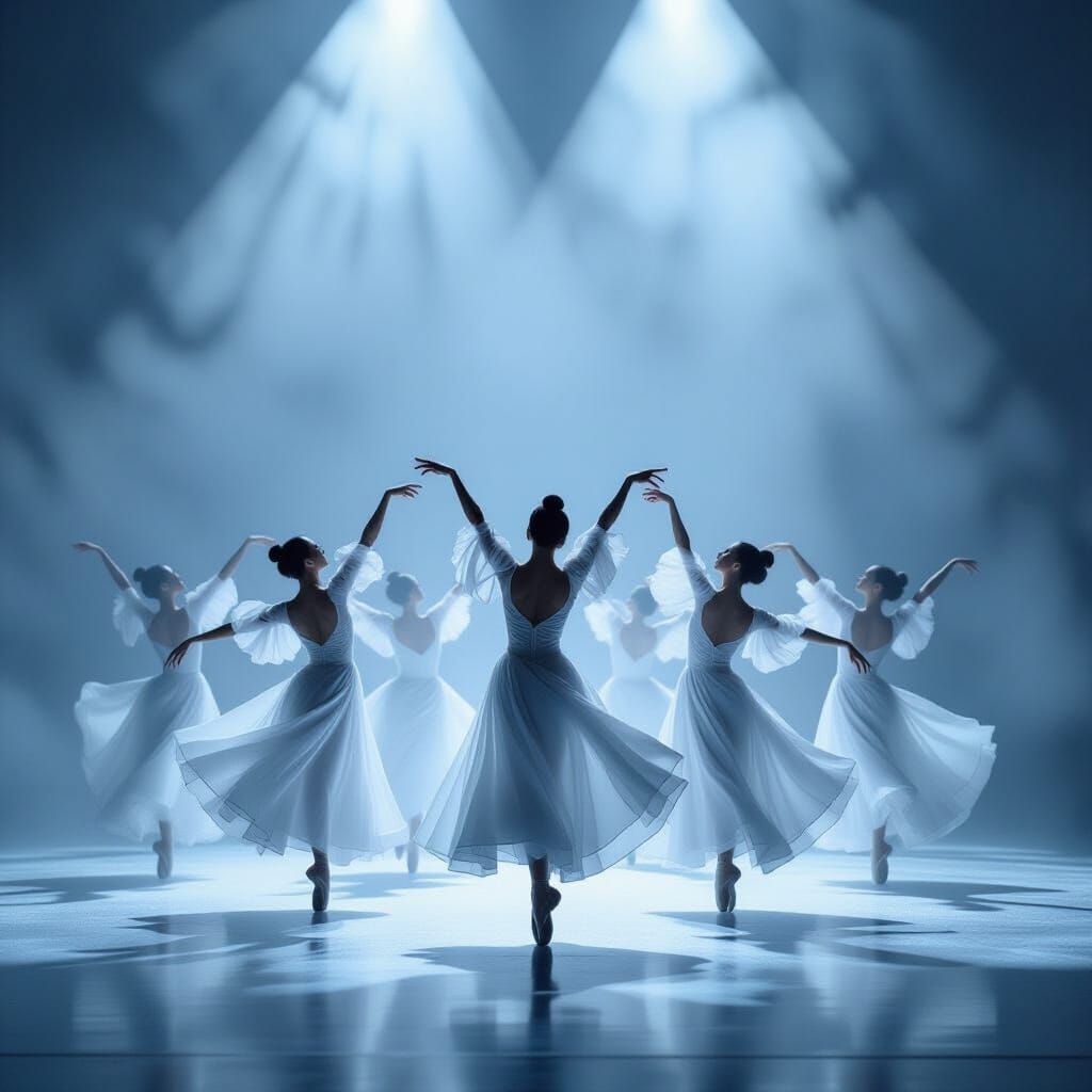 Ballet Dancers in Dreamlike Monochrome Motion