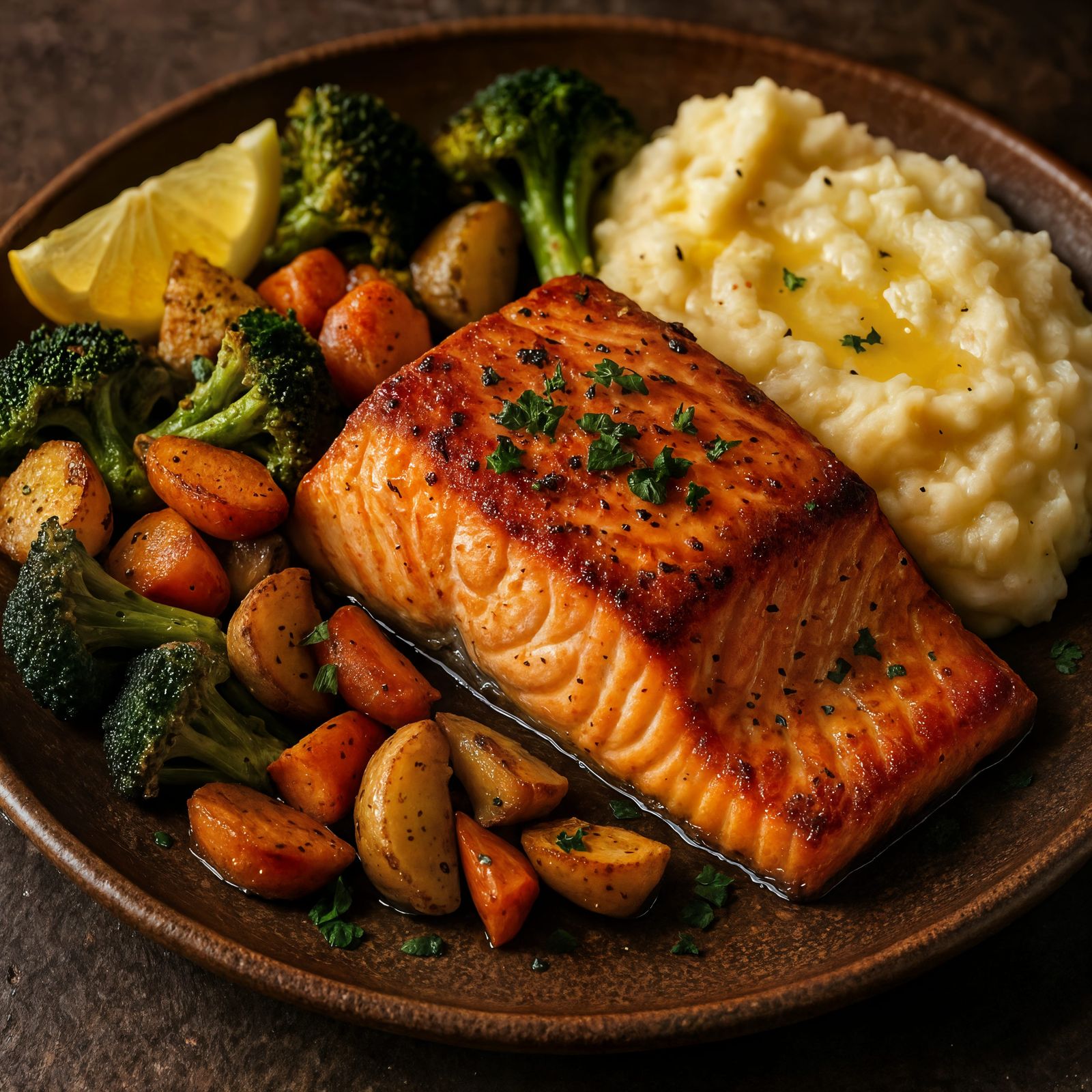 Delicious Salmon Close-Up: Highly Detailed Food Photo