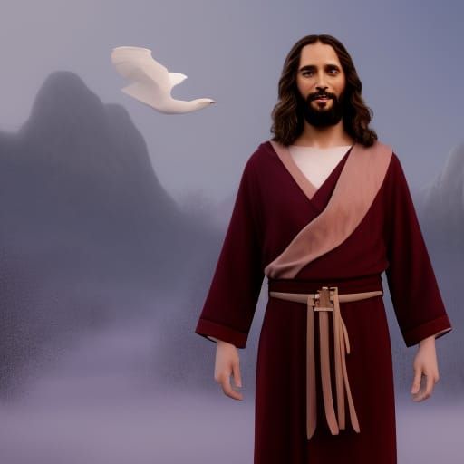 Jesus with Dove: Detailed Matte Painting
