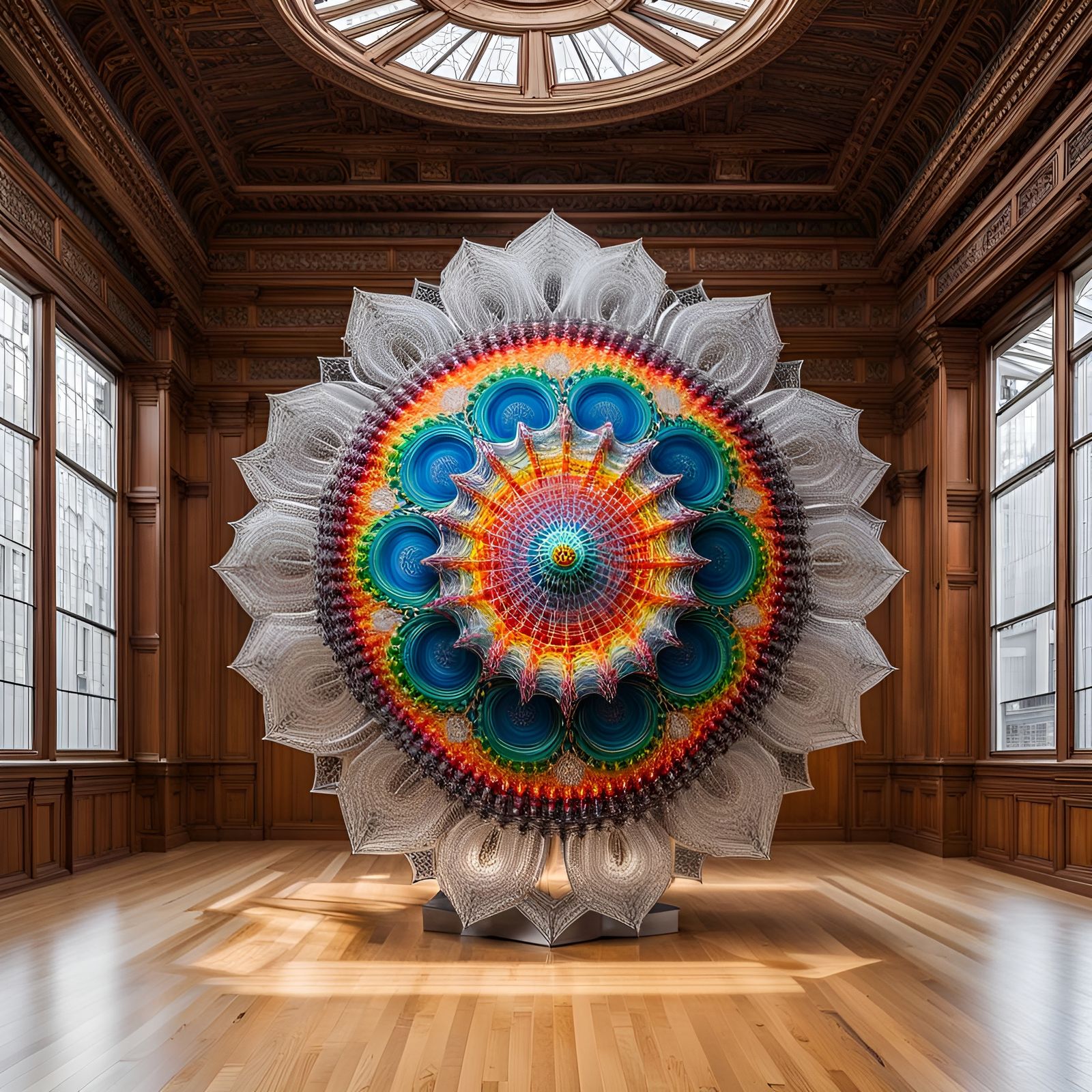 Giant Metal Lotus Mandala Sculpture