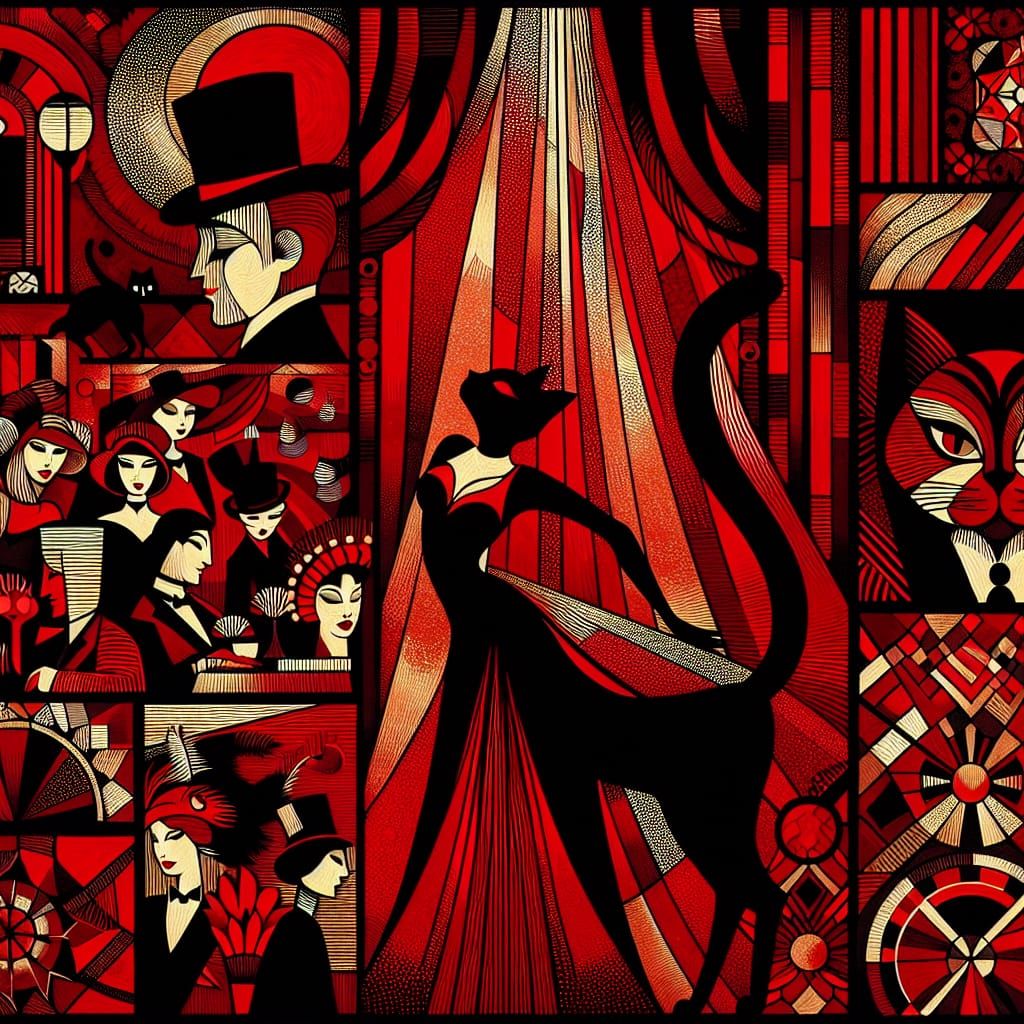 Black Cat Cabaret in Red and Gold