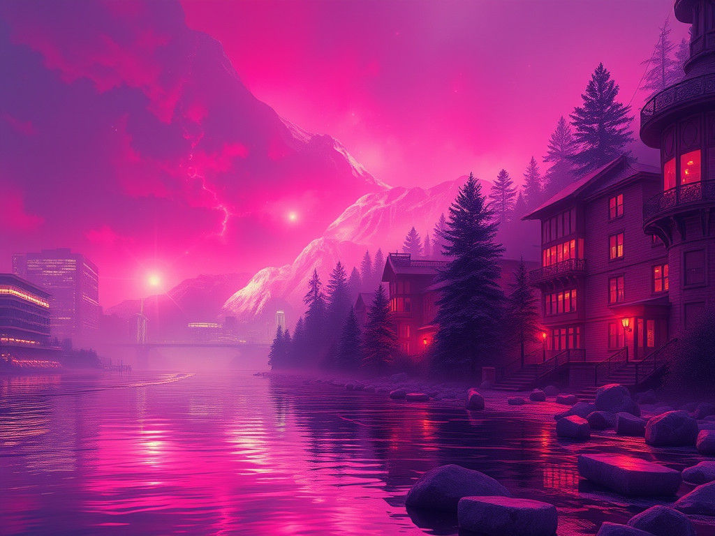 Magenta Liminal Scene in Renaissance Style