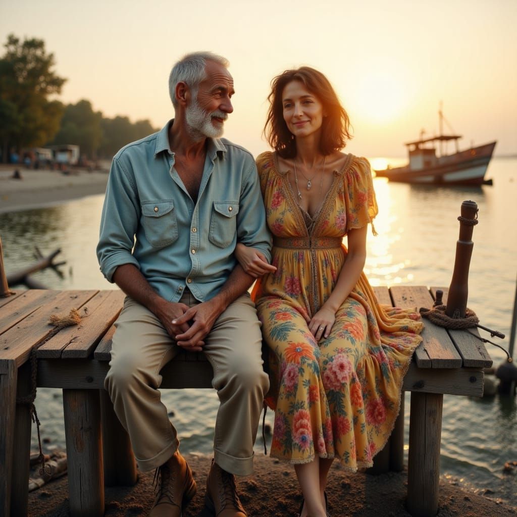 Golden Hour Peace on a Weathered Pier