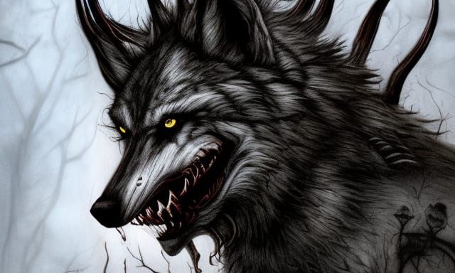 Demonic Wolf: Dark Gothic Fantasy Concept Art