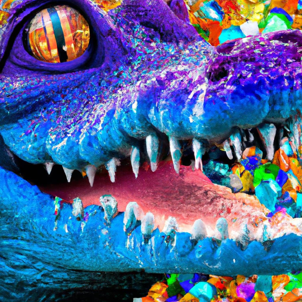 Alligator Royalty with Diamond Dusting, Neon Art