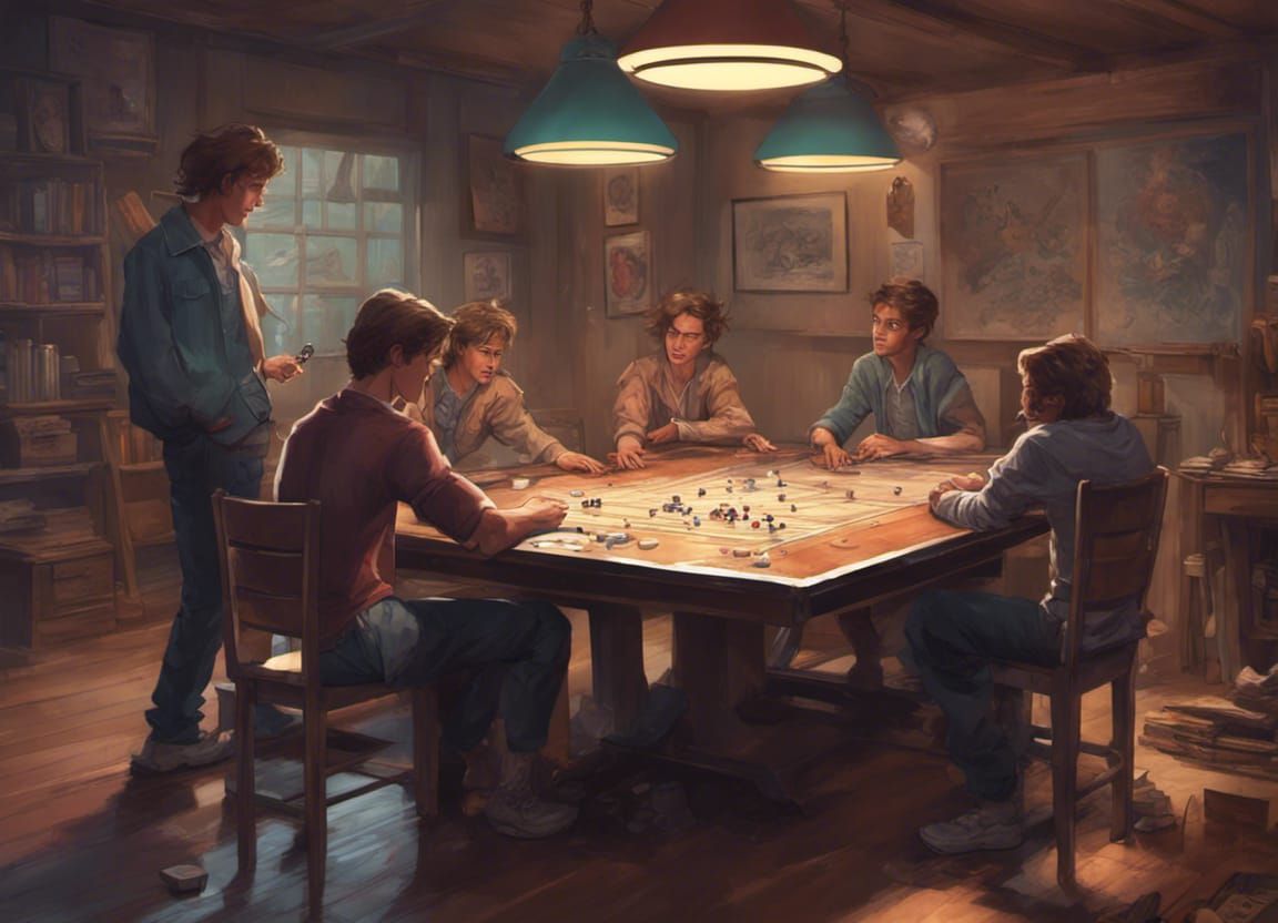 80s Game Room Scene with Excited Teenagers