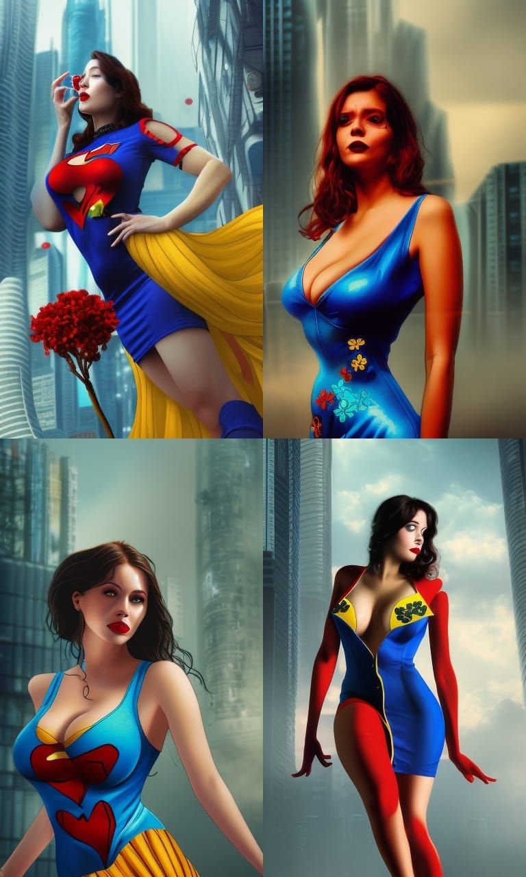 Lois Lane in Cyberpunk City, Detailed Matte Painting