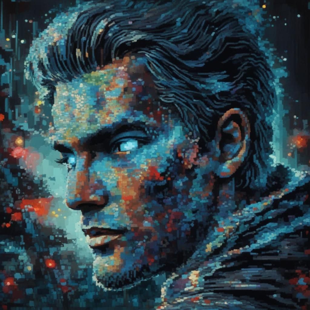 Glitching Pixel Portrait in 8-bit Retro Style