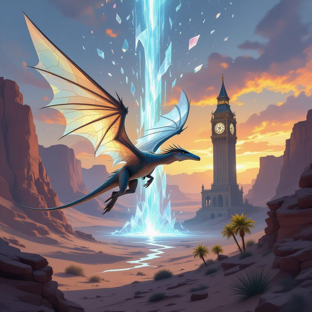 Echo-Talon Pterosaur Concept Art With Temporal Rift