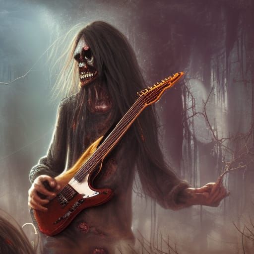 Zombie Metal Concert in Detailed Matte Painting Style