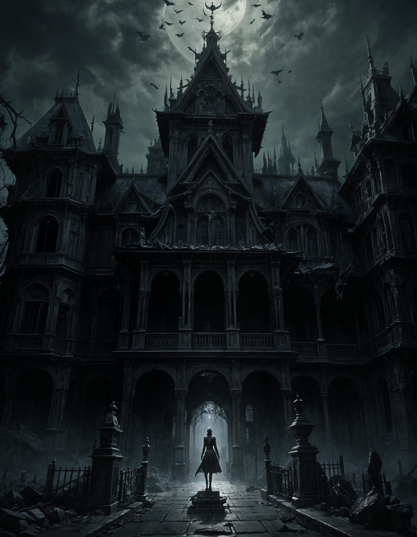 Haunted Mansion in Hyperdetailed Gothic Horror Style