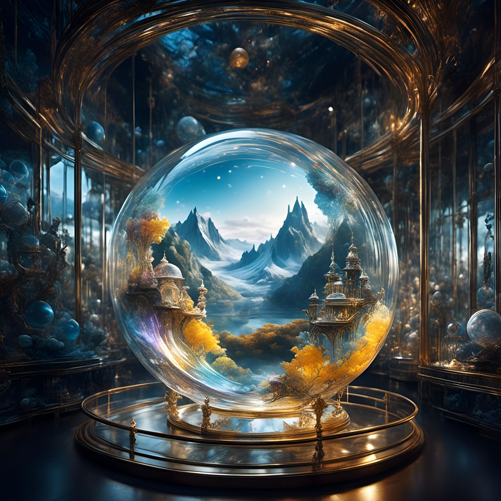 Fantasy Park Inside Transparent Sphere, Digital Art
