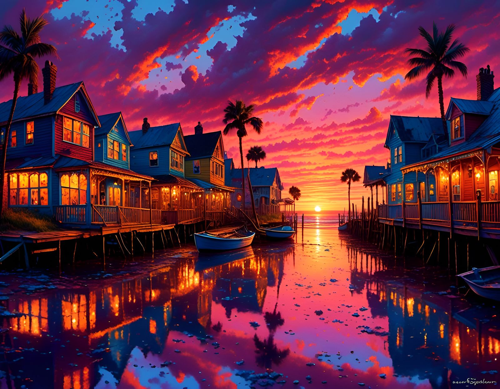 New Smyrna Beach Sunset: Detailed Matte Painting