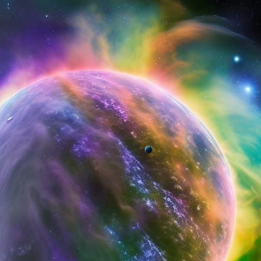 Pastel Planet Amidst Space Nebulas in 8K