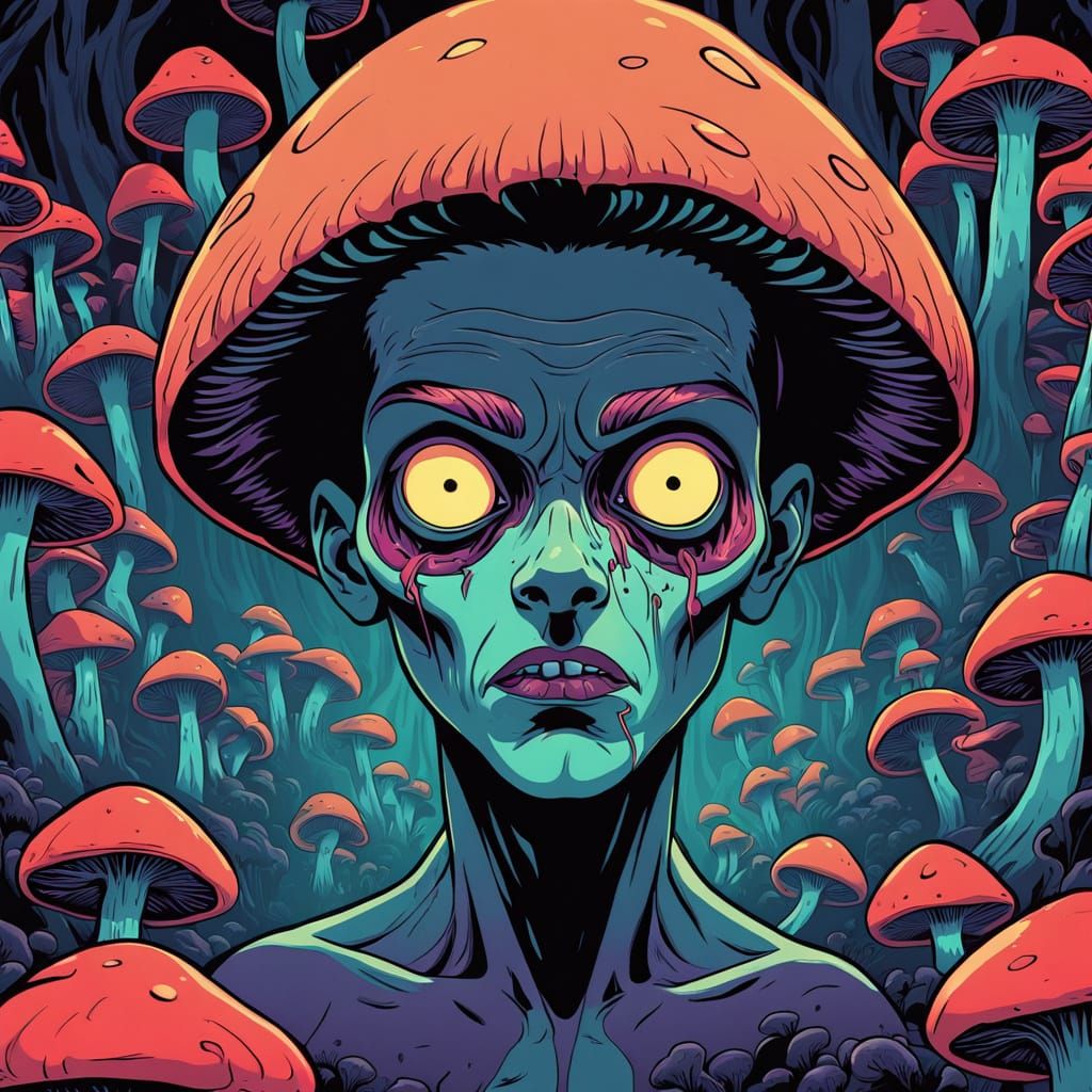 Creepy Face Emerges from Evil Mushrooms in Cel-Shaded Horror