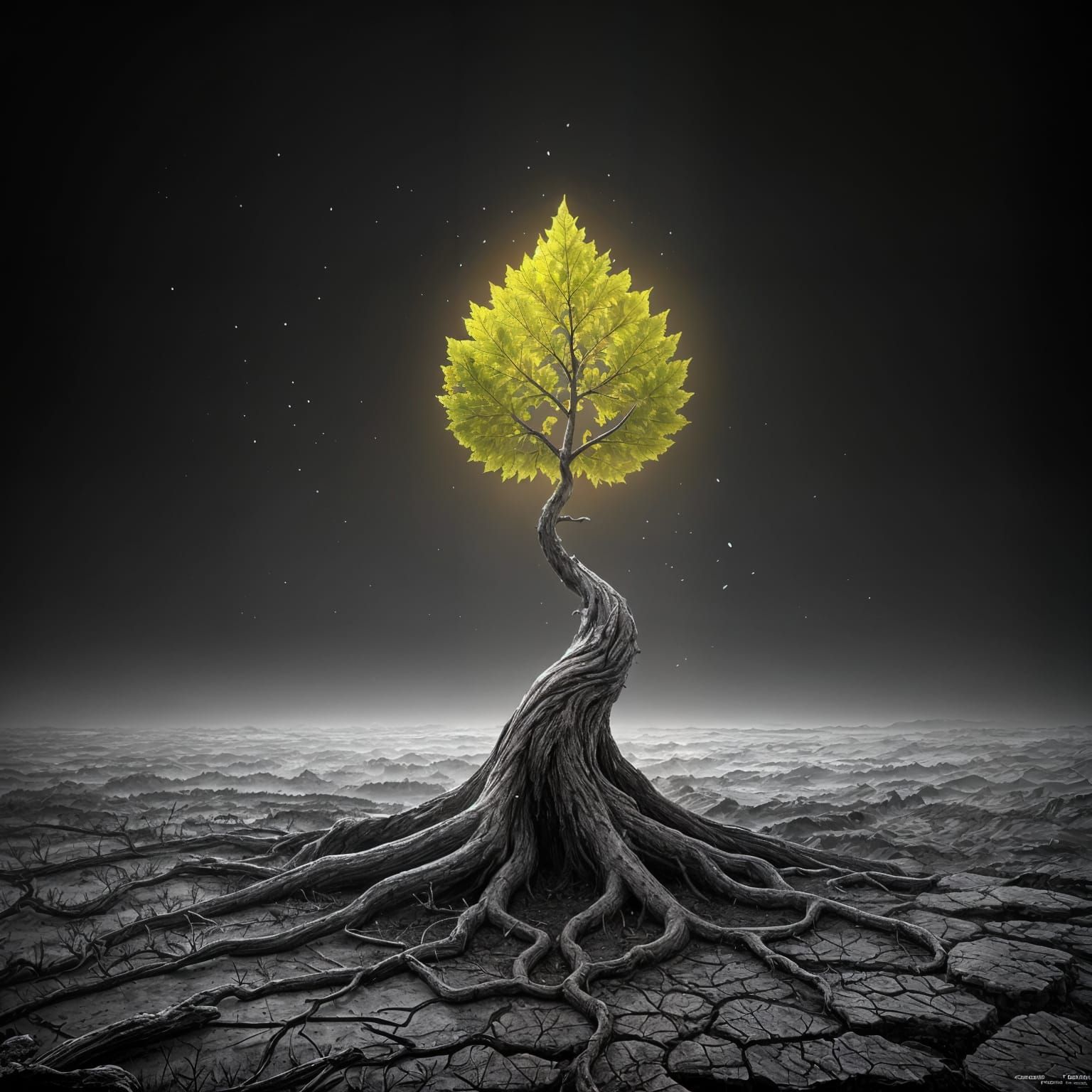 Magical Leaf Emerges in Haunting Dark Fantasy Landscape