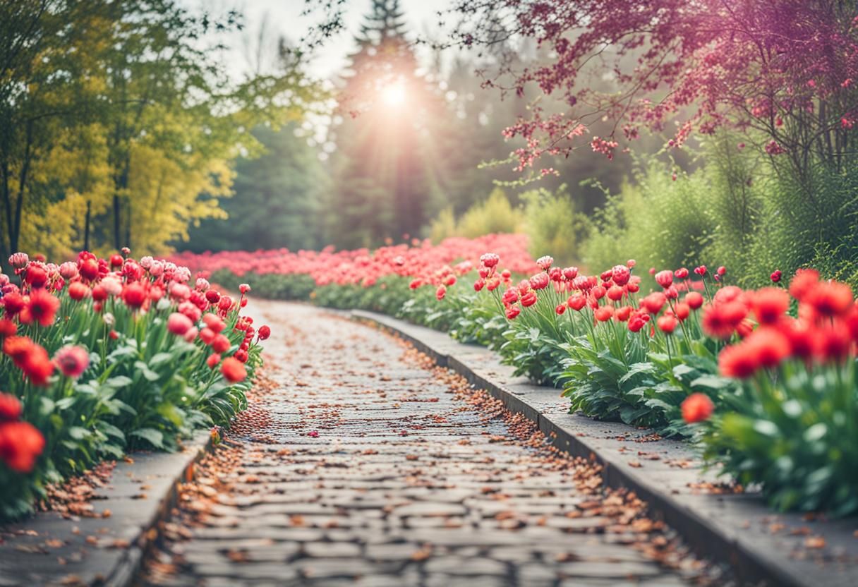 Realistic Flower Meadow Background with Bokeh