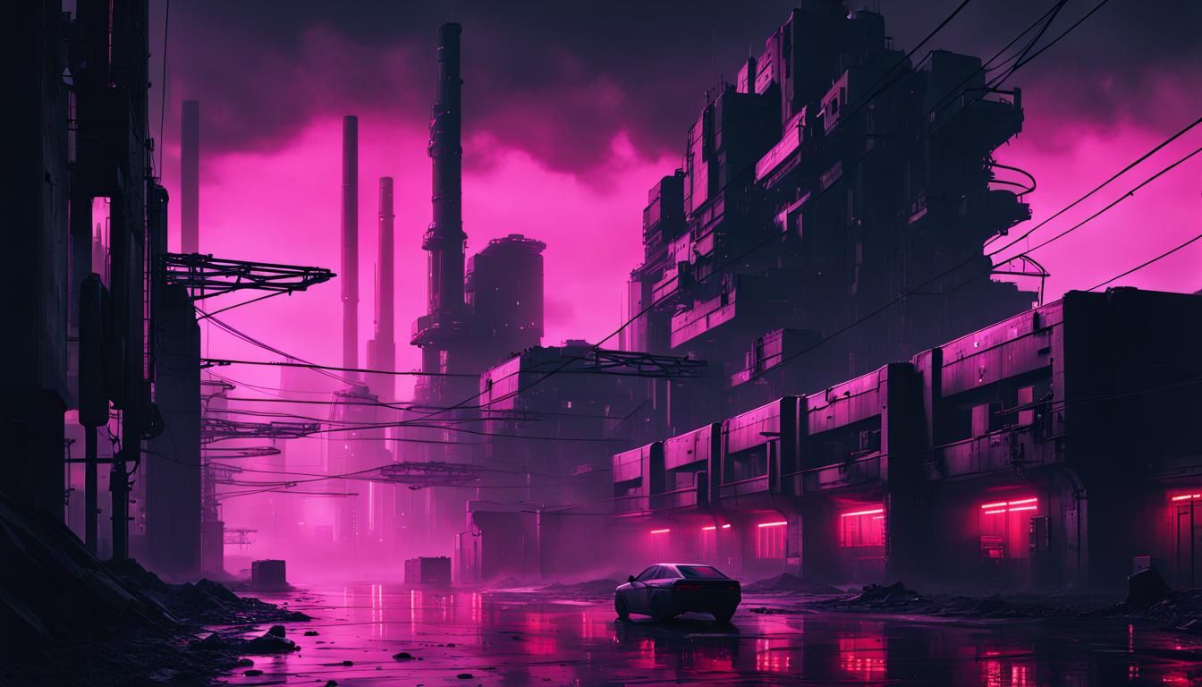 Dark Ambient Rainy Cyberpunk Cityscape